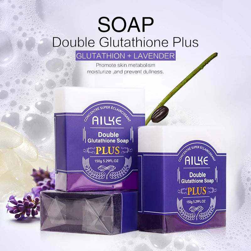 Double Glutathione plus Whitening Soap Bar, Reduce Dark Spots, Deep Clean Skin, Natural Lavender Scented for Face & Body