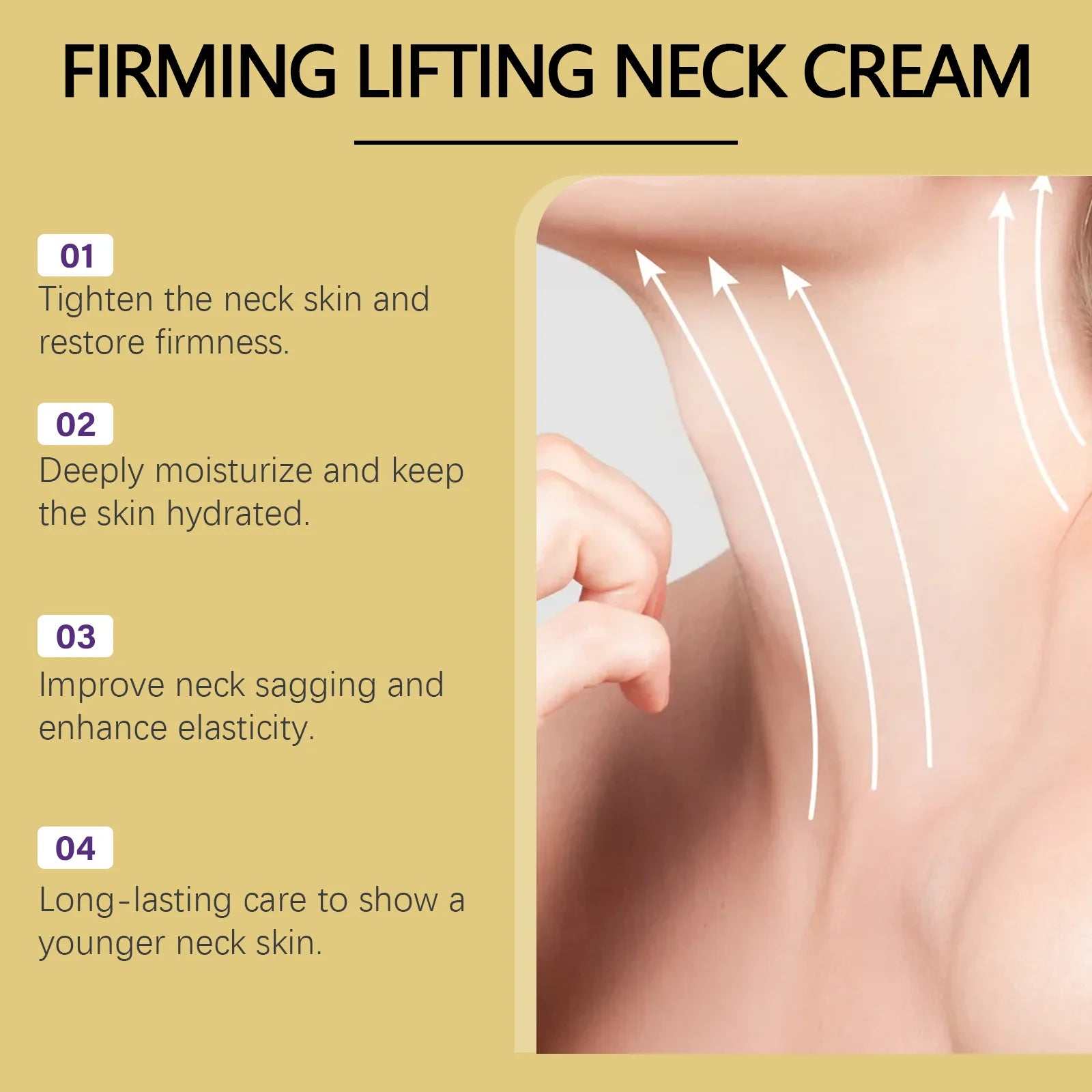 AH-8 Firming Neck Cream with Roller Moisturizing Tightening Lotion Jawline Double Chin Lifting Massage anti Aging Neck Skin Care