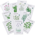 Certified Organic Non GMO Herb Seeds 10-pack with chives, basil, dill, oregano, thyme, sage, parsley, lavender, and cilantro seed packets.
