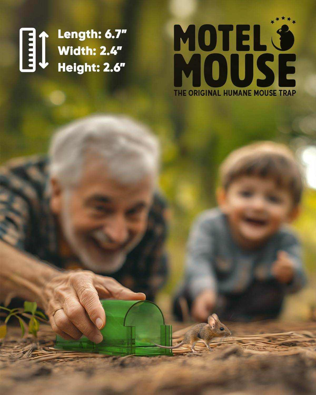 Humane no kill live catch and release mouse trap with transparent green design for safe and ethical mouse capture