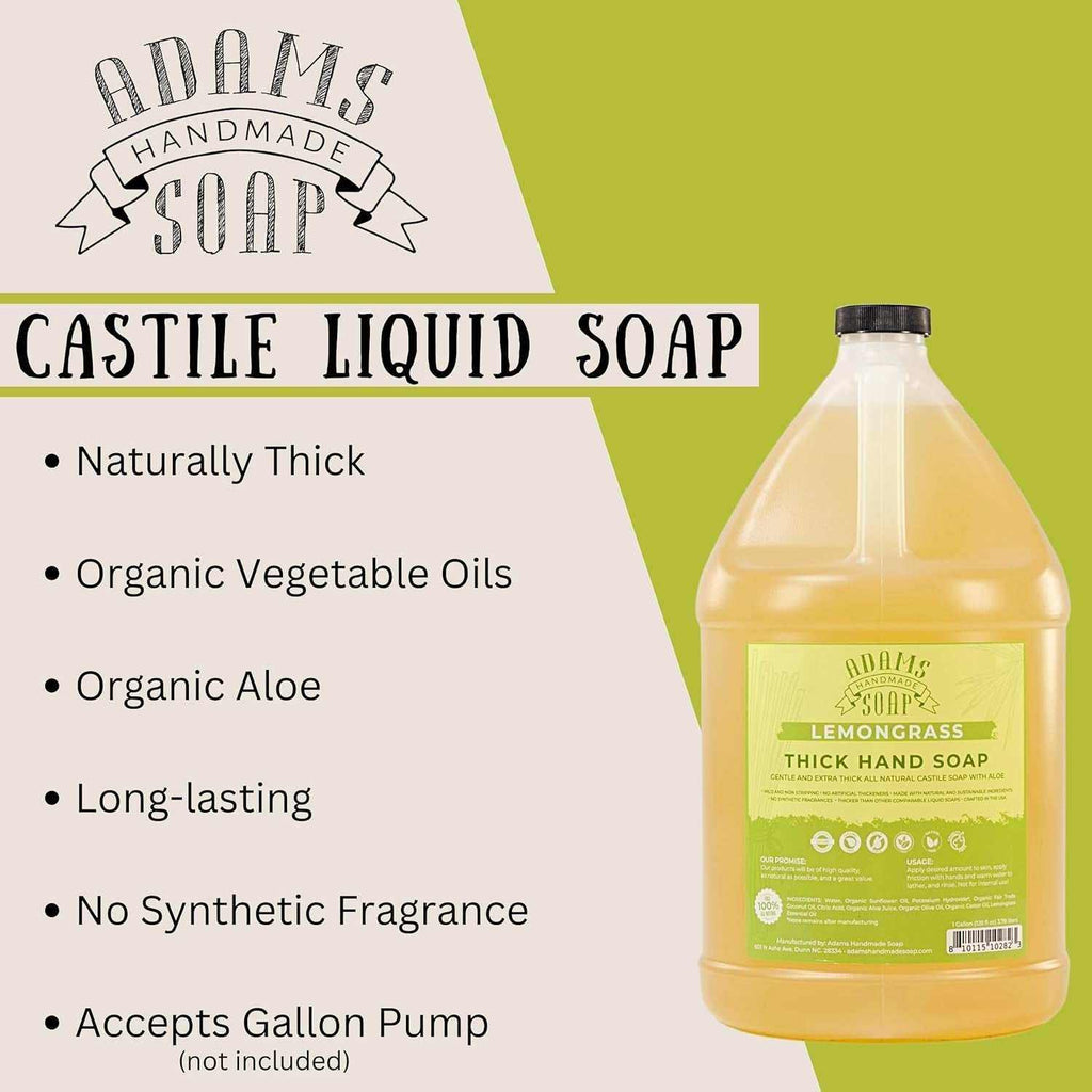 Thick Organic Castile Liquid Hand Soap 1 Gallon Refill - Lemongrass...