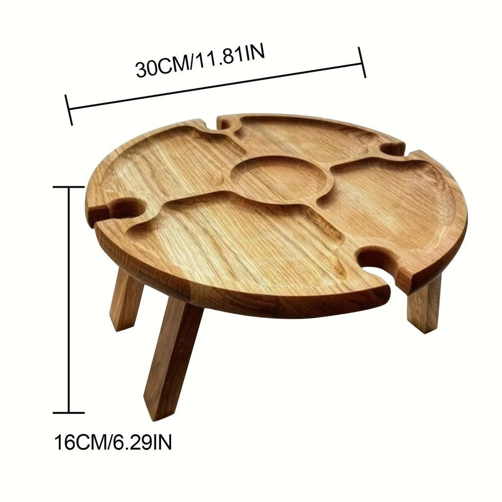 All Natural Collapsible Charcuterie Board Table With Glass Holders