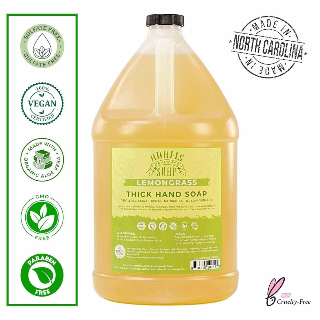 Thick Organic Castile Liquid Hand Soap 1 Gallon Refill - Lemongrass...