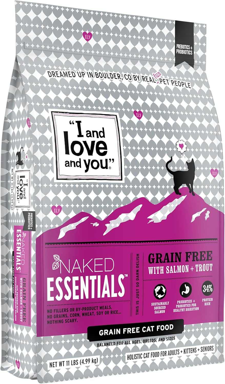 Naked Essentials Dry Cat Food - Salmon + Trout - Grain Free, Real Meat, No Fillers, Prebiotics + Probiotics