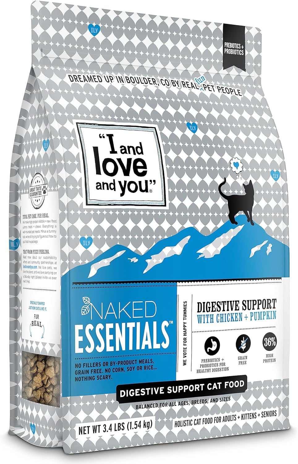 Naked Essentials Dry Cat Food - Salmon + Trout - Grain Free, Real Meat, No Fillers, Prebiotics + Probiotics