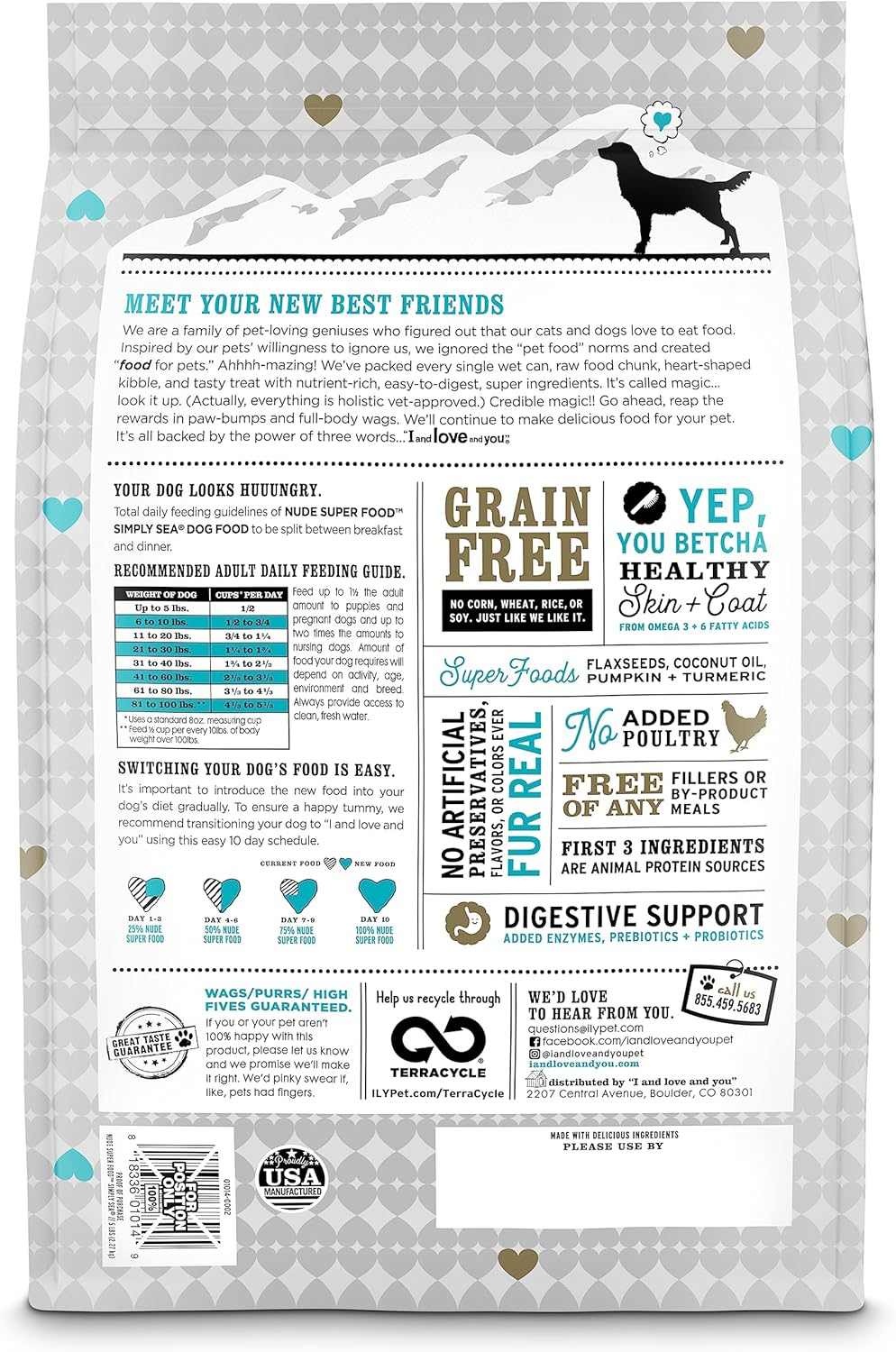 Nude Super Food Dry Dog Food - Salmon + Whitefish - Prebiotic + Probiotic, Grain Free, Real Meat, No Fillers, 5Lb Bag