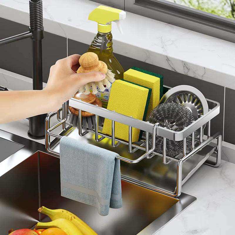 Kitchen Sink Drain Rack – Stainless Steel Sponge holder & Soap Holder.