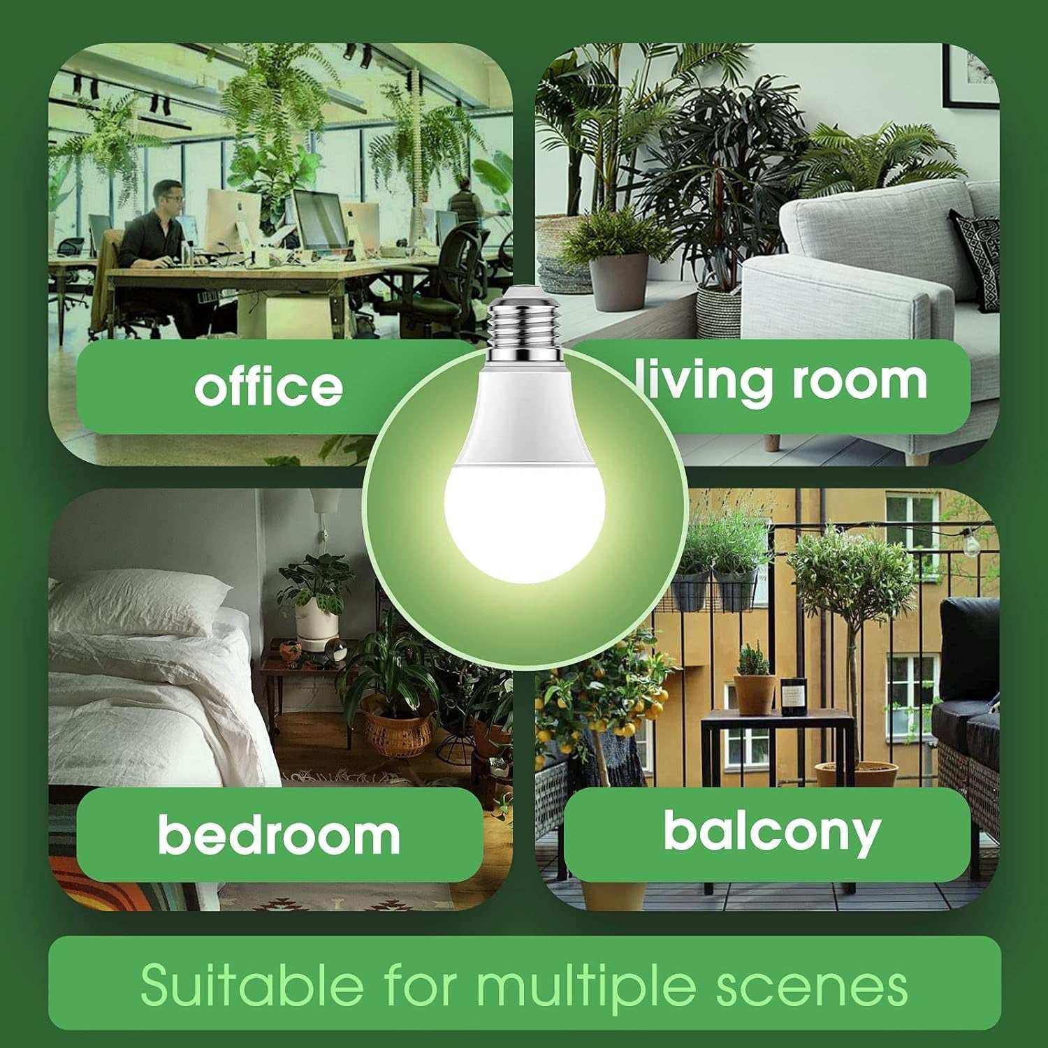 Grow Light Bulbs, LED Grow Light Bulb A19 Bulb, Full Spectrum Grow Light Bulb, Plant Light Bulbs E26 Base, 11W Grow Bulb 100W Equivalent, Grow Light for Indoor Plants, Seed Starting, 6 Pack