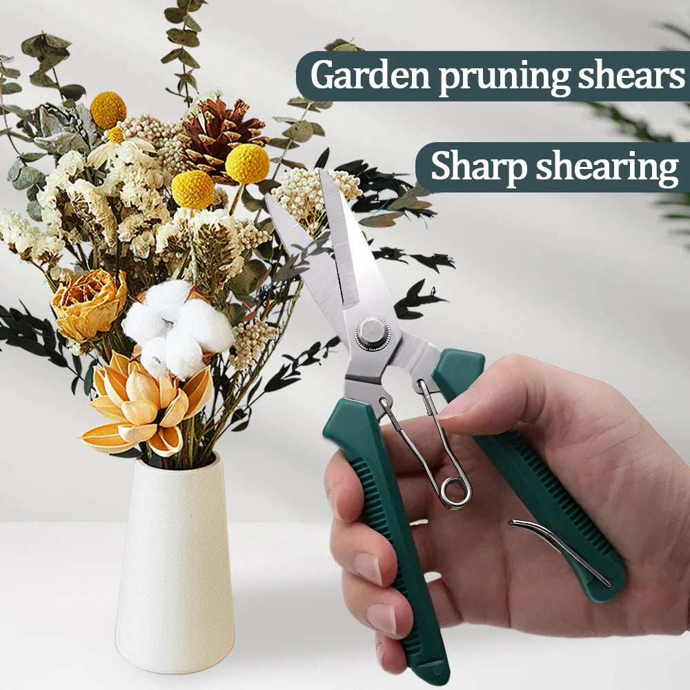 190Mm Garden Pruning Shears for Bonsai, Straight Head, Stainless Steel Blade, Non-Slip Handle, Handy Trimming Tool for Home Use