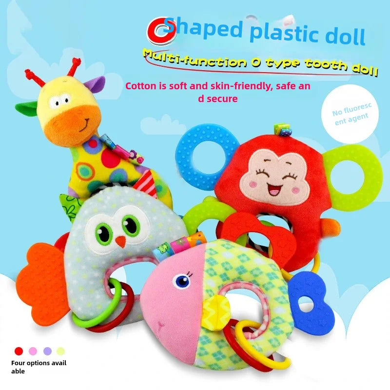 Rattles Animal Giraffe Baby Soft Stuffed Doll Teether Doll Cute Kids Infant Baby Teething Toys for Newborn Sensory Plush Toys