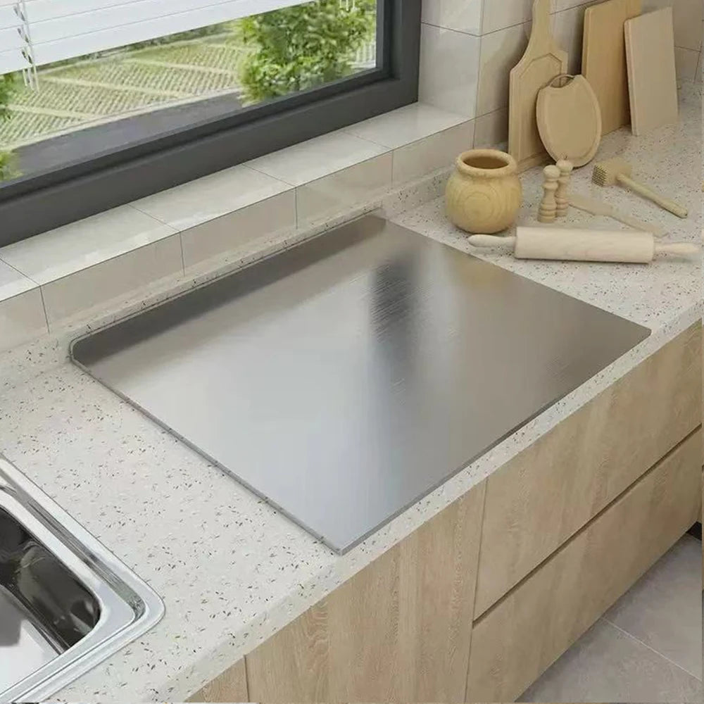 L-Shaped Chopping Board Stainless Steel Large Size Doublesided Chopping Board Kitchen Tool Home Fruit Cutting and Kneading Panel
