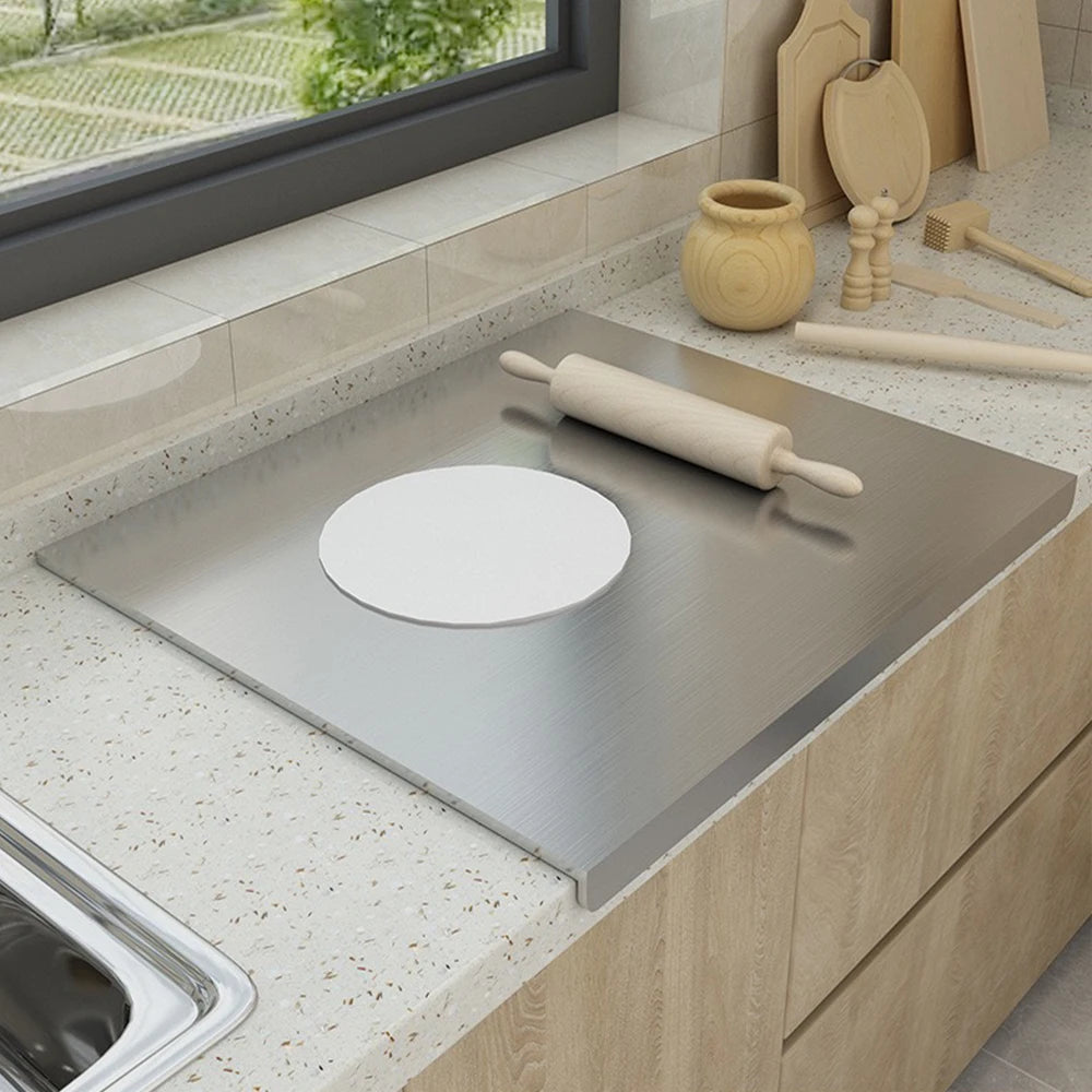 L-Shaped Chopping Board Stainless Steel Large Size Doublesided Chopping Board Kitchen Tool Home Fruit Cutting and Kneading Panel