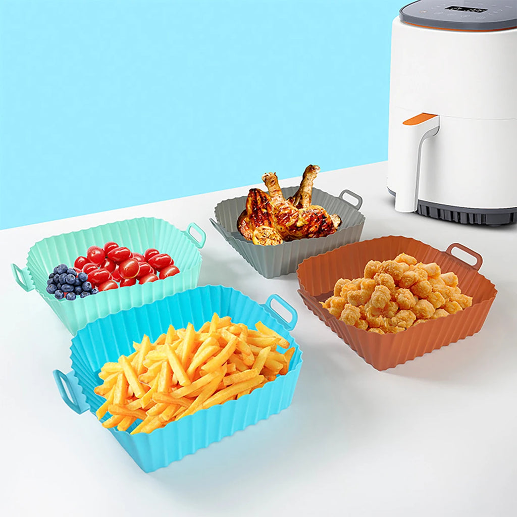 Air Fryer Silicone Liners Pot,Airfryer Basket Cooking Gadgets ,Reusable Baking Tray Non-Stick Pizza Pan Oven Kitchen Accessories