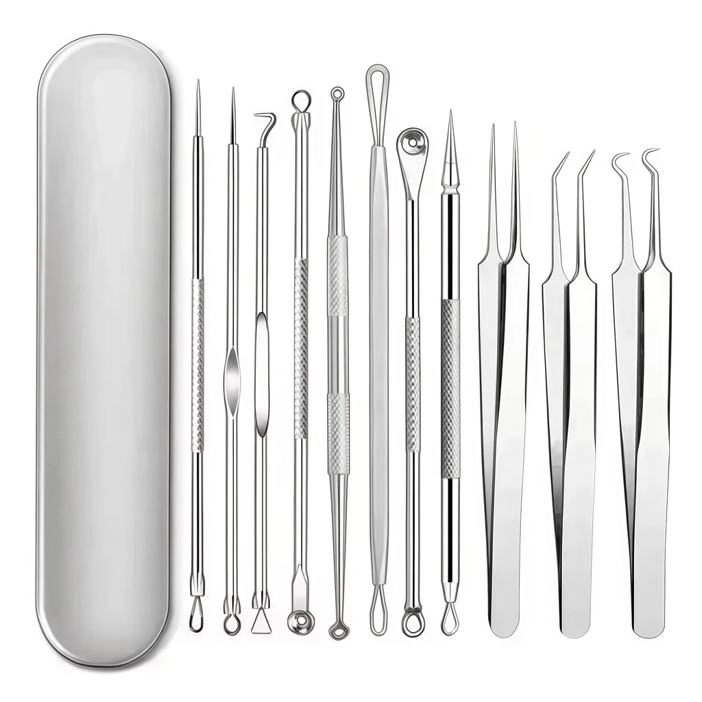 4-11Pcs Ingrown Hair Tweezers Acne Blackhead Removal Needles Black Dots Cleaner Deep Cleansing Pore Cleaner Face Skin Care Tools