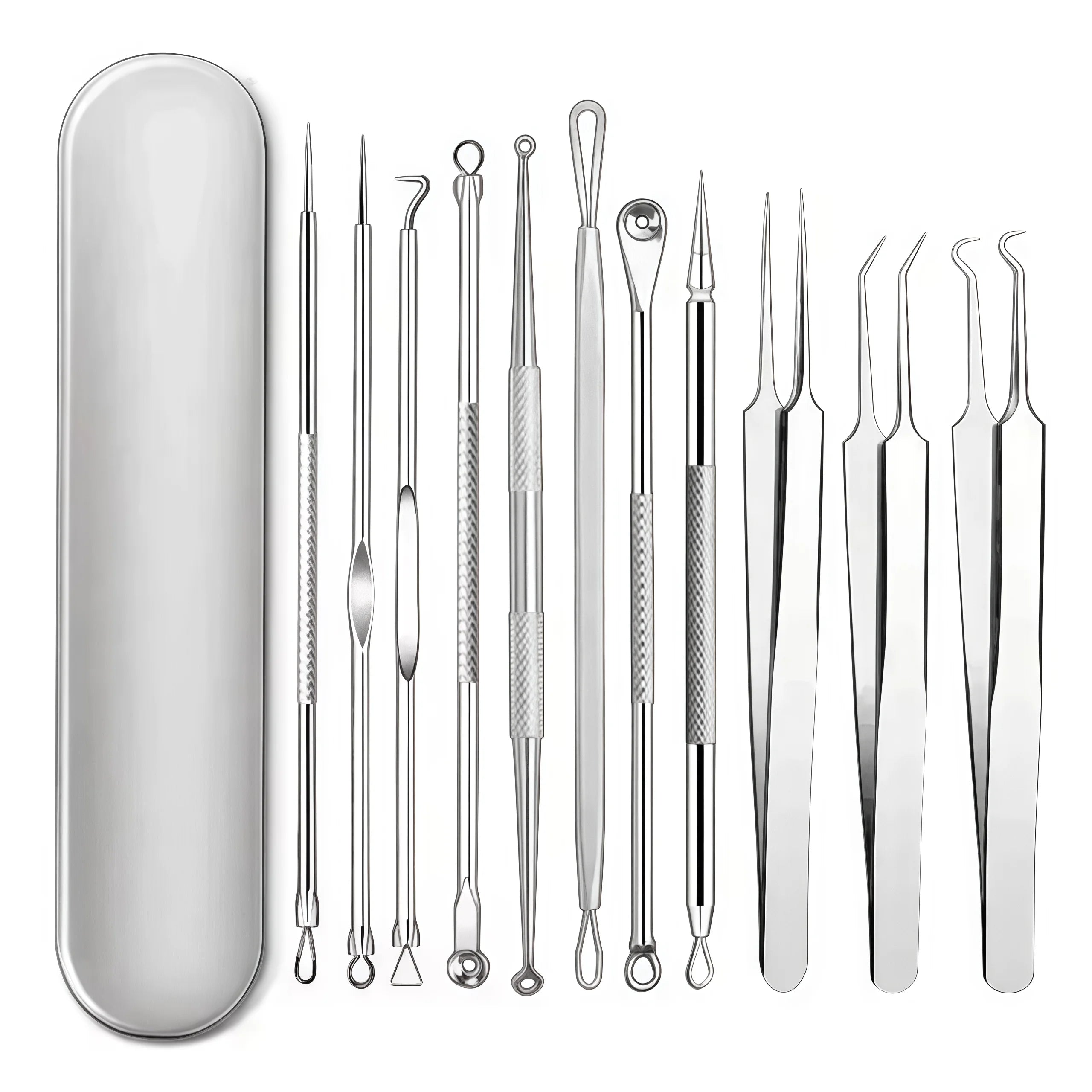 4-11Pcs Ingrown Hair Tweezers Acne Blackhead Removal Needles Black Dots Cleaner Deep Cleansing Pore Cleaner Face Skin Care Tools