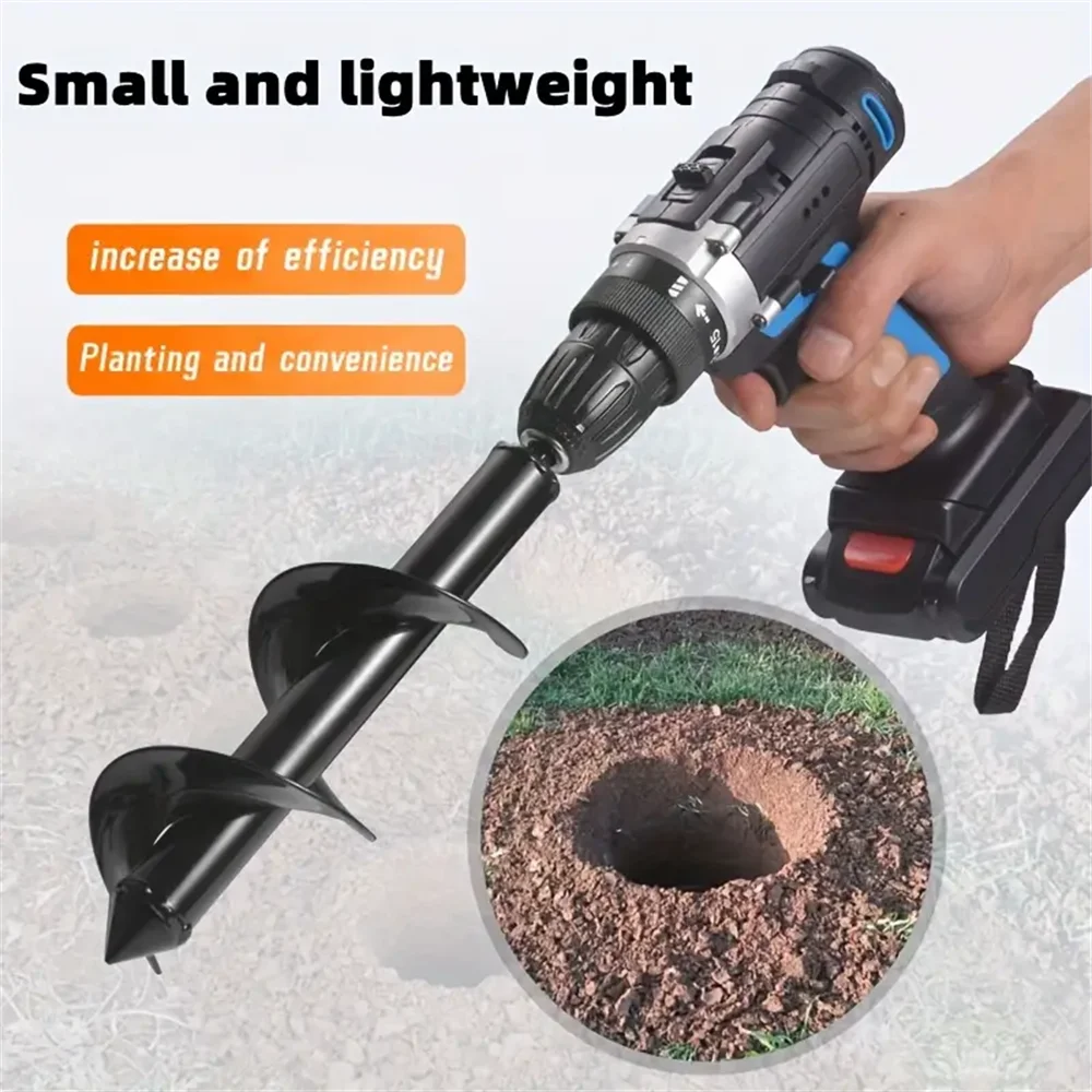 Garden Auger Spiral Drill Bit with 3/8" Hex Drive Drill Planting Hole Digger Tool Loose Soil Drill Bit Accessories