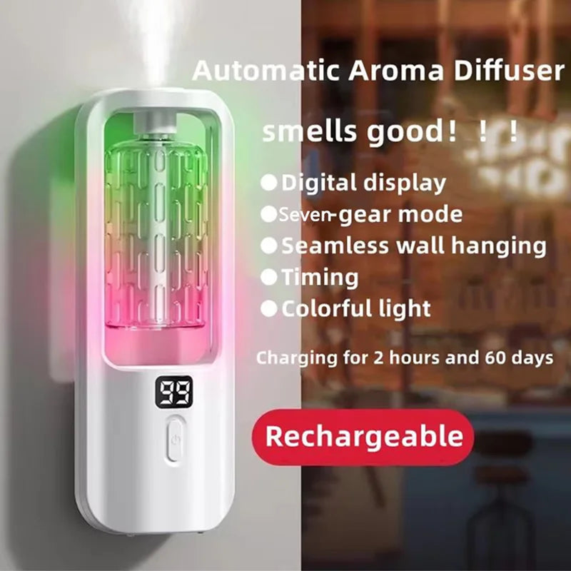 50Ml Wall Mounted Aroma Diffuser Essential Oils Diffuser with Time Setting Air Purifying Fragrance Diffusing for Bedroom Toilet