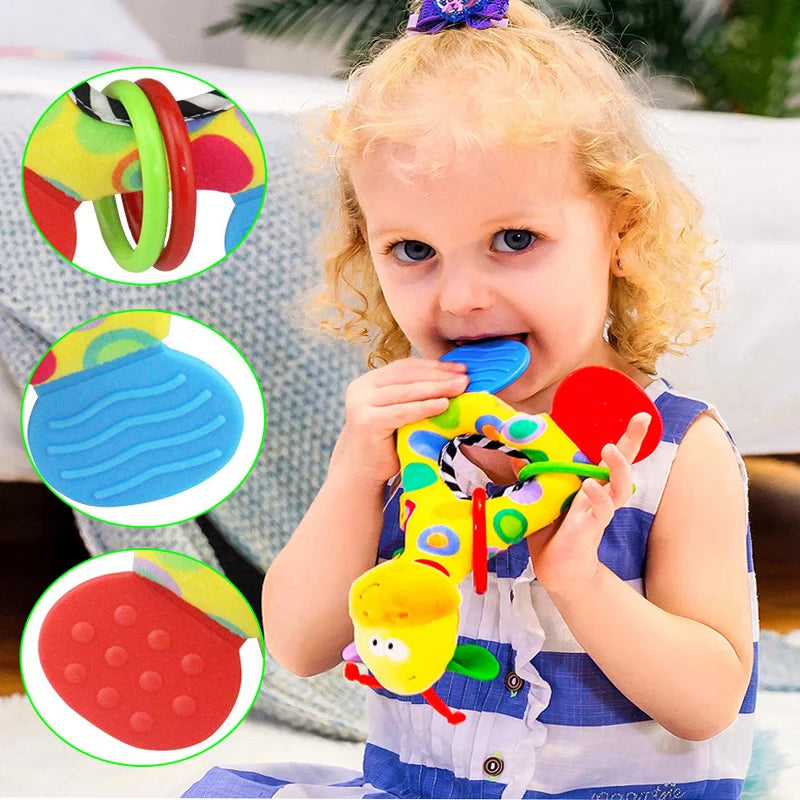 Rattles Animal Giraffe Baby Soft Stuffed Doll Teether Doll Cute Kids Infant Baby Teething Toys for Newborn Sensory Plush Toys