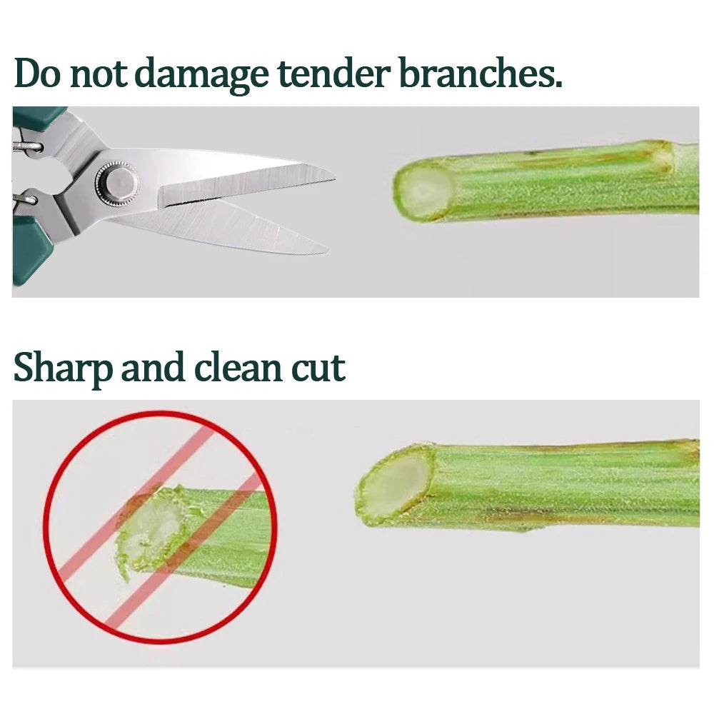 190Mm Garden Pruning Shears for Bonsai, Straight Head, Stainless Steel Blade, Non-Slip Handle, Handy Trimming Tool for Home Use