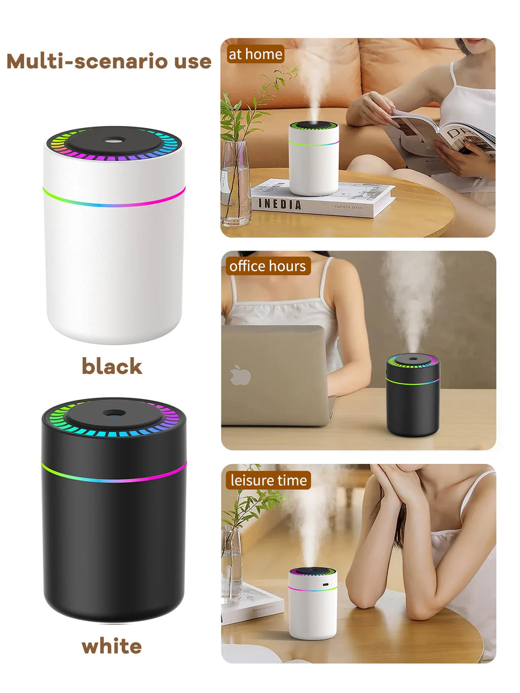 180Ml Aromatherapy Diffuser Humidifier Aromatherapy Essential Oil Air Purifier Sleeping Car Carrying Home LED 7 Color Light