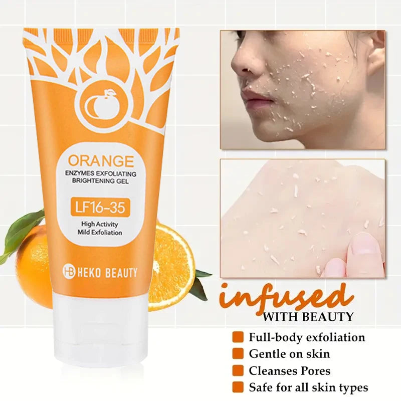 Orange Exfoliating Gel 50G, Exfoliation, Dead, Removal Deeply Cleansing, Long-Lasting,Moisture Cleanses Pores,Safe for Full Body