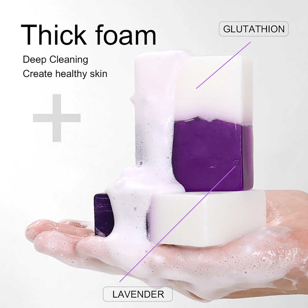 Double Glutathione plus Whitening Soap Bar, Reduce Dark Spots, Deep Clean Skin, Natural Lavender Scented for Face & Body