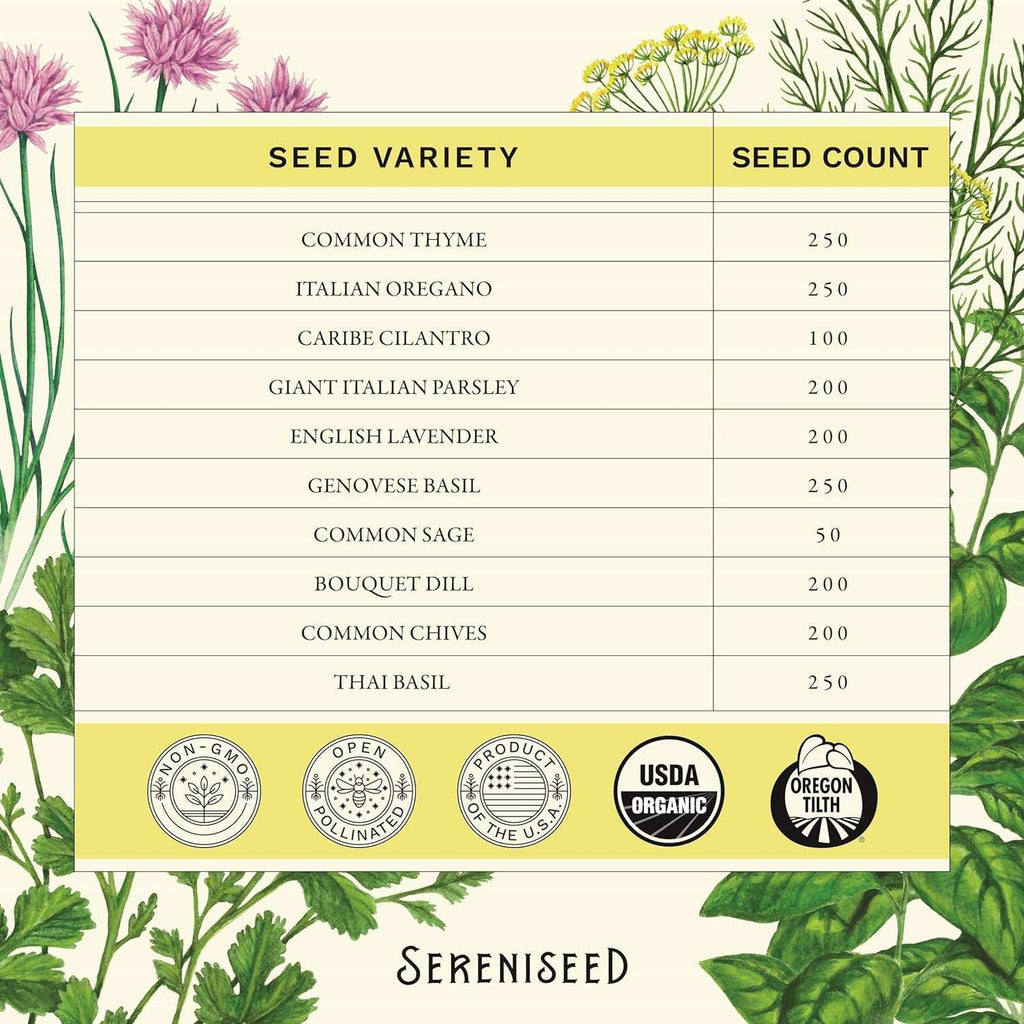 Certified Organic Non GMO Herb Seeds10-Pack