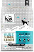 Nude Super Food Dry Dog Food - Salmon + Whitefish - Prebiotic + Probiotic, Grain Free, Real Meat, No Fillers, 5Lb Bag