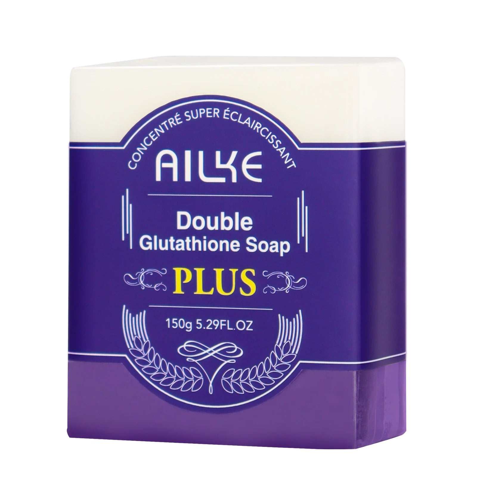 Double Glutathione Plus whitening soap bar with natural lavender scent for deep skin cleansing and brightening.