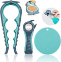 Arthritis friendly jar opener 3 piece set with ergonomic non slip handles for opening jars, bottles, cans, and lids easily