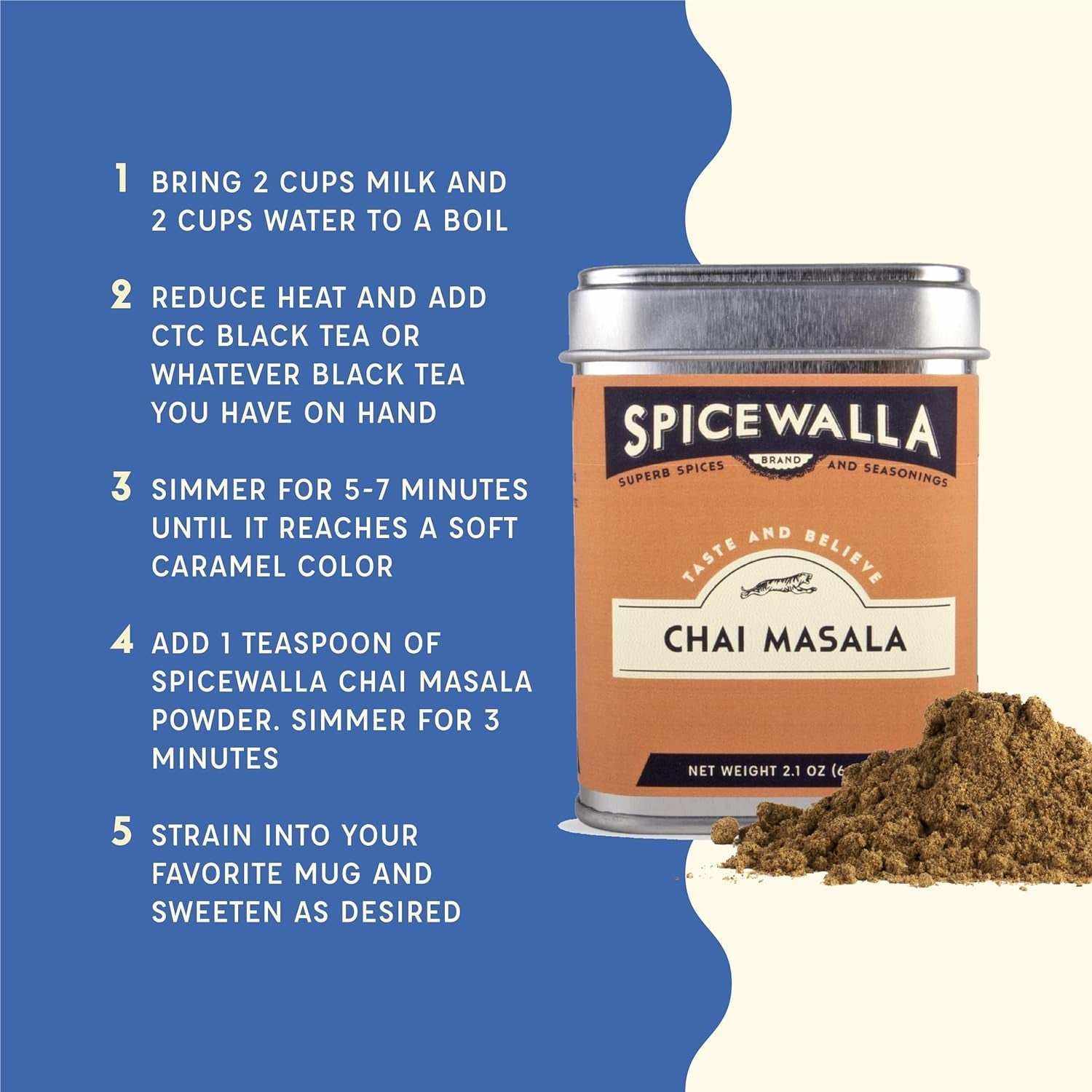 Masala Chai Spice 2.1 Oz | Tea, Latte, Coffee, | Unsweetened Powdered Spice