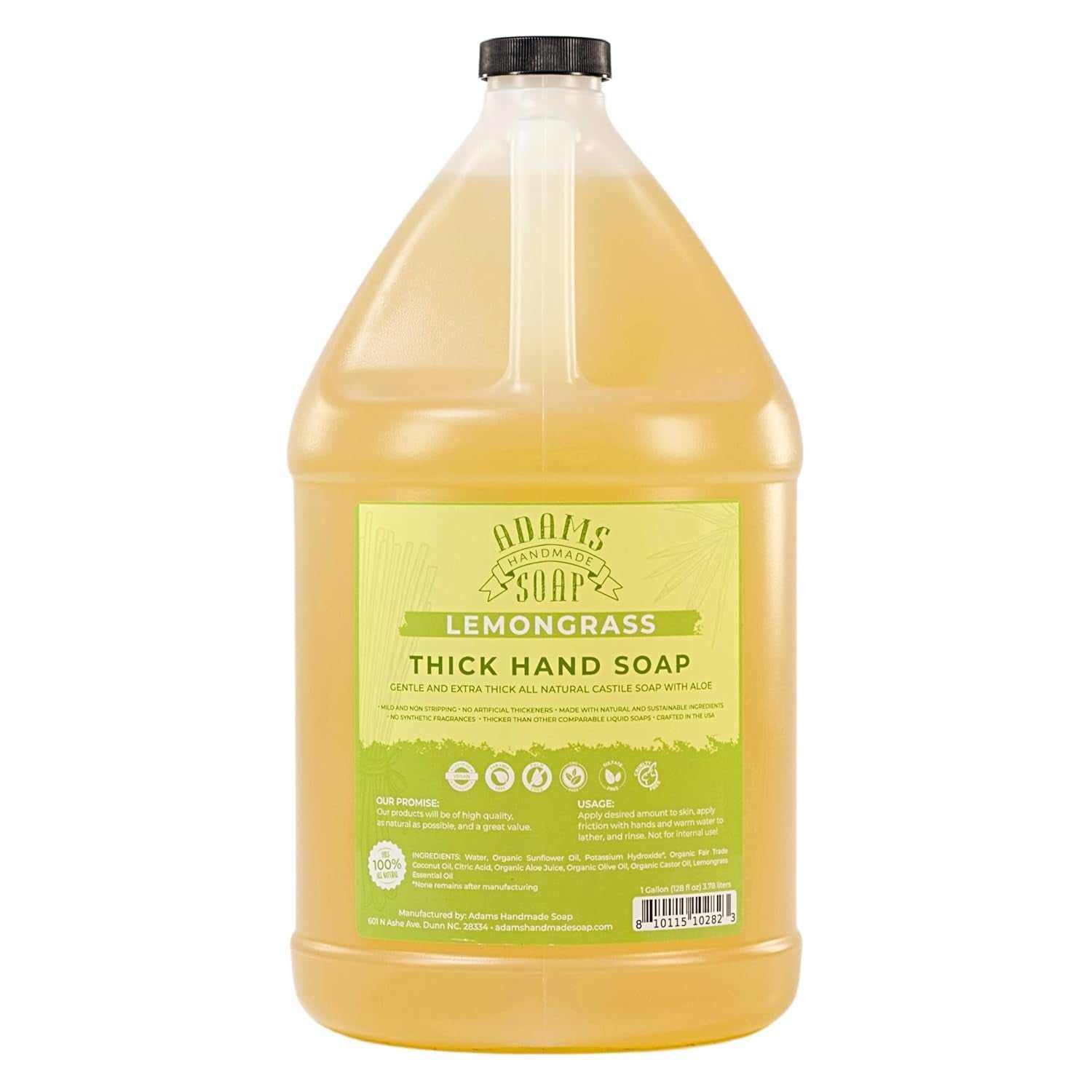 Thick Organic Castile Liquid Hand Soap 1 Gallon Refill - Lemongrass...